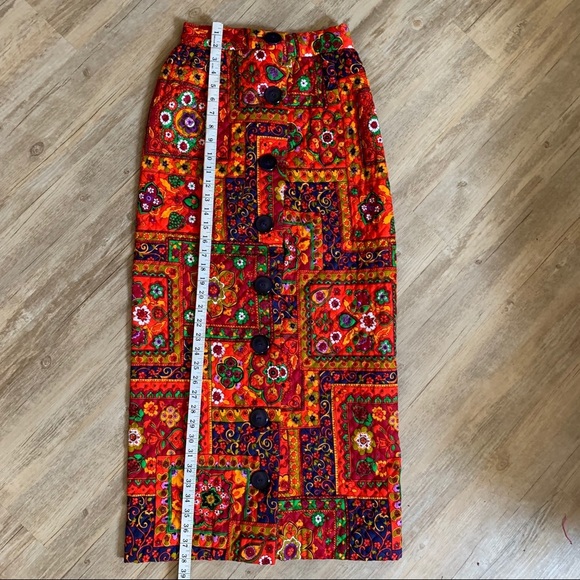 Vintage Skirt Hippy Mod 70s Homemade Skirt Quilted Maxi Medallion - Picture 10 of 15